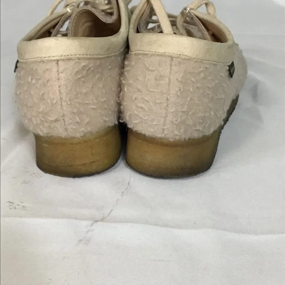 Clarks x Aime Leon Dore Mens Wallabee Shoes Sz.8.5 Beige Wool Casetino Comfort